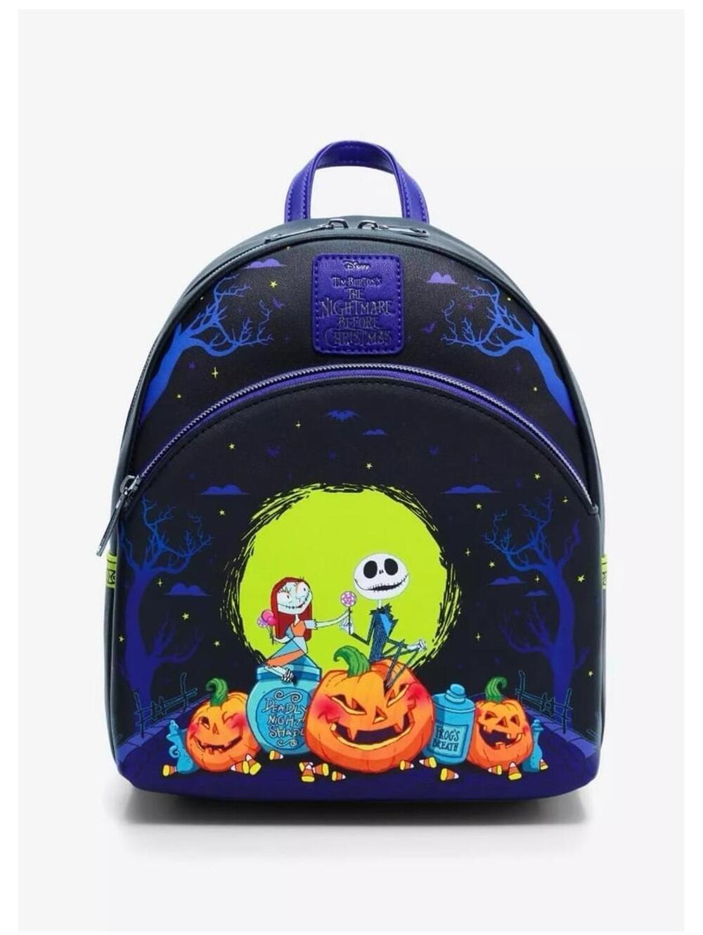 Loungefly NBC Jack & Sally Pumpkins Mini Backpack/Coin Purse - Picture 2 of 9